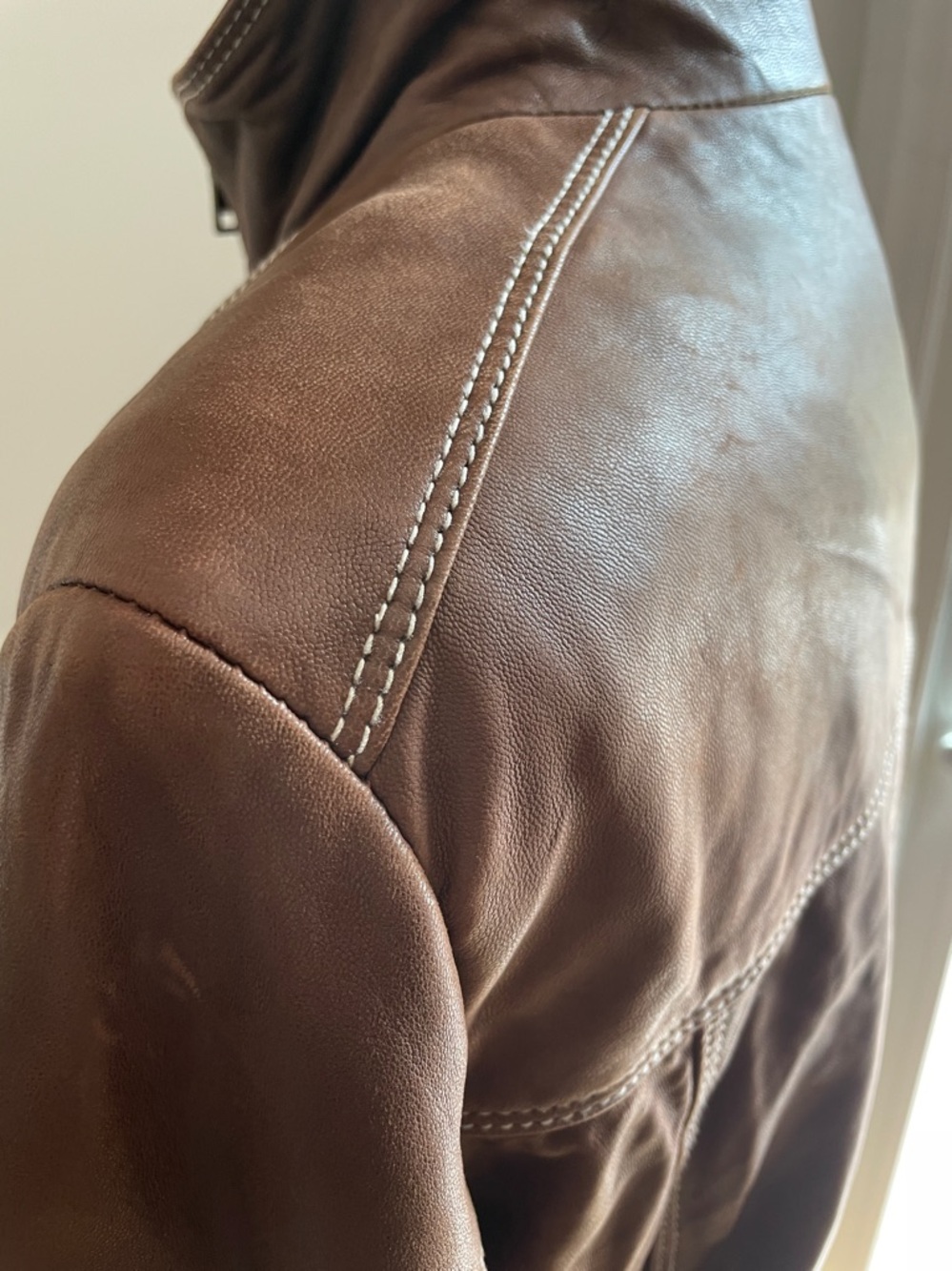Marc New York Chestnut Brown soft Leather Zip Jacket - Picture 7 of 13